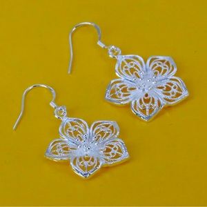 925 silver flower earrings
